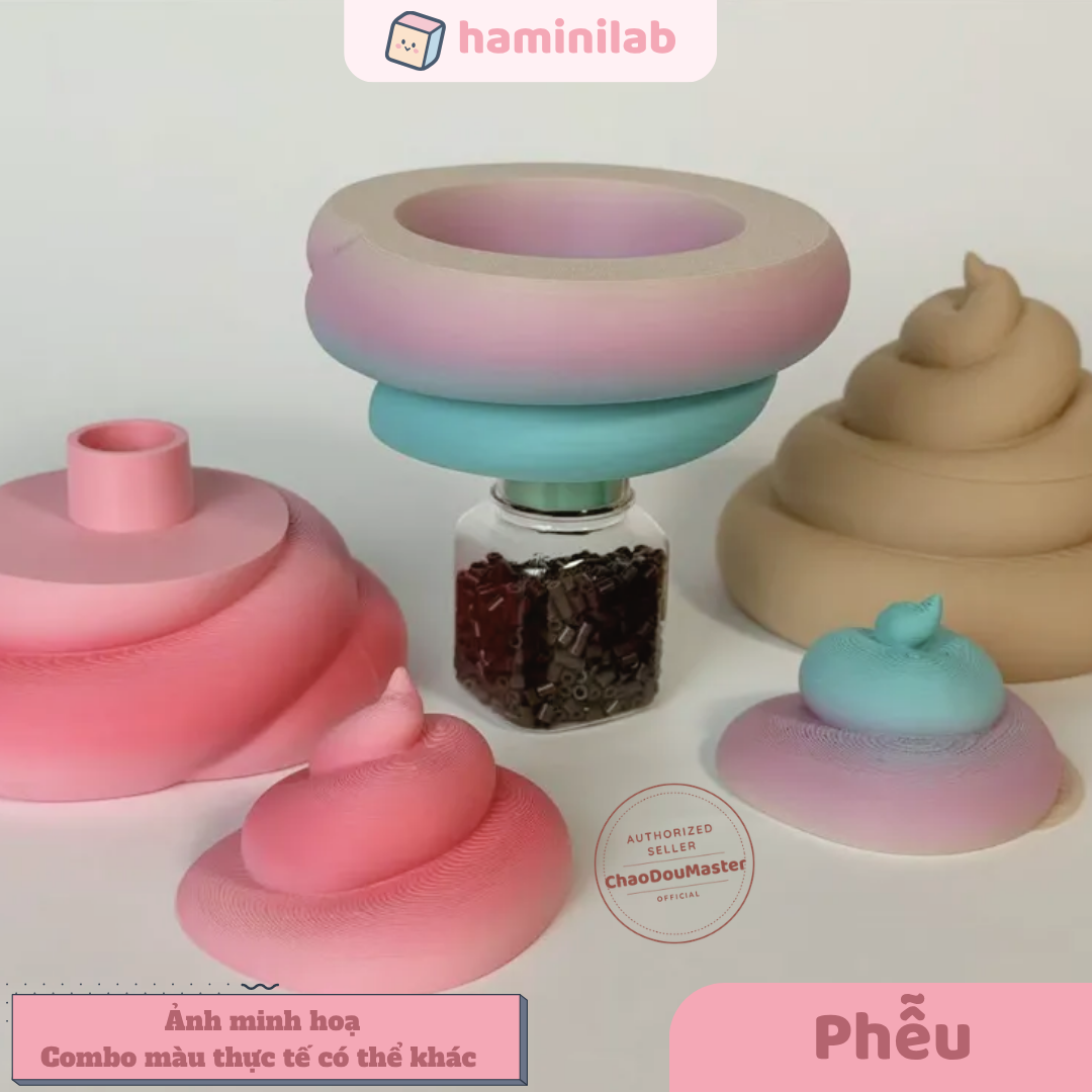 Phễu đổ hạt nhựa ủi HAMINI hỗ trợ gom và phân loại hạt hình hài hước