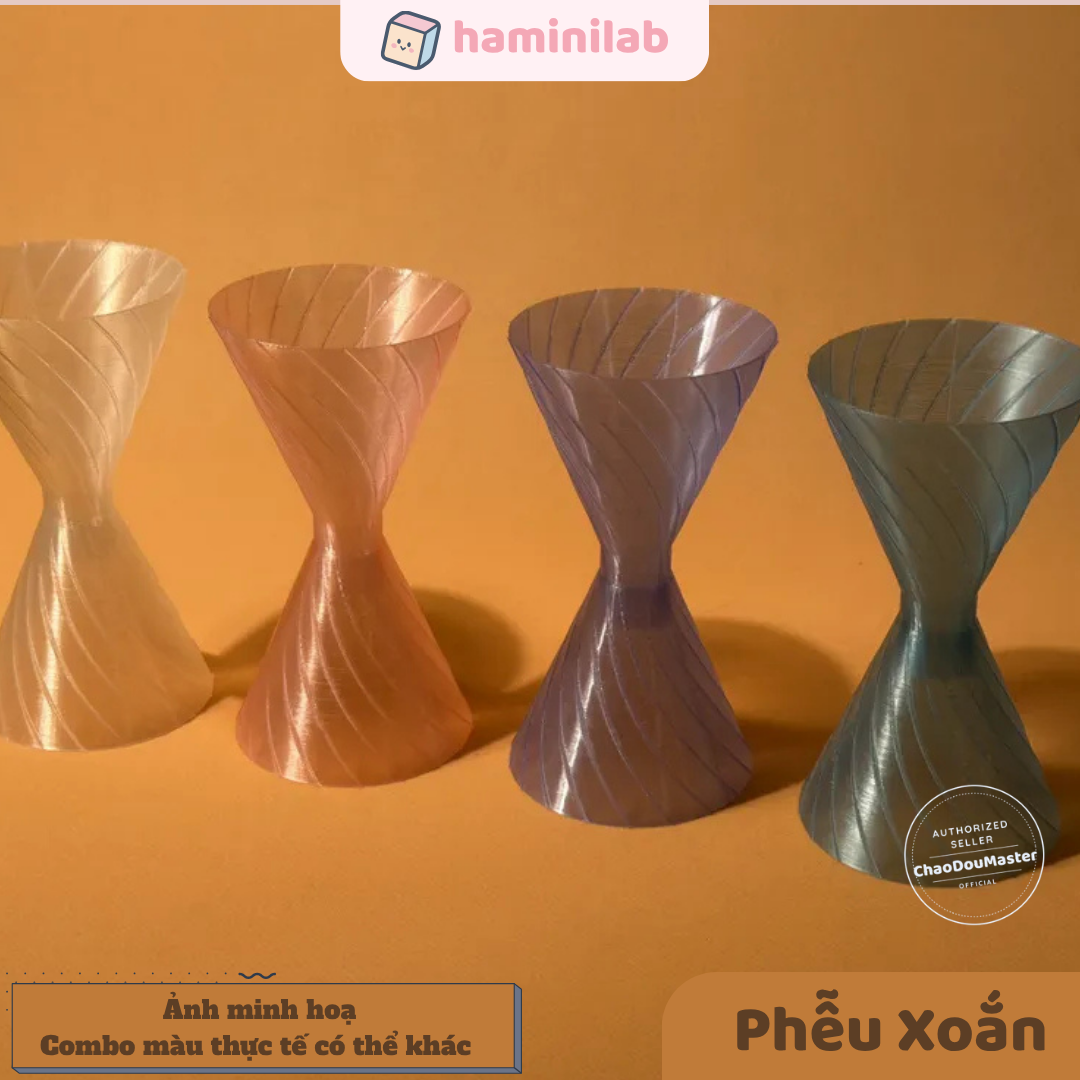 Phễu đổ hạt nhựa ủi HAMINI hỗ trợ gom và phân loại hạt hình xoắn